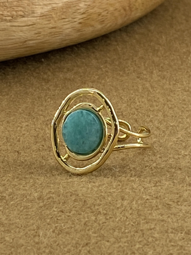 Wholesaler Missra Paris - Stainless steel ring with turquoise natural stone