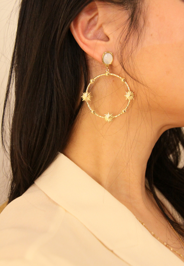 Wholesaler Missra Paris - Steel and mother-of-pearl earrings