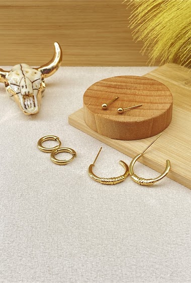 Wholesaler Missra Paris - Set of 3 steel earrings