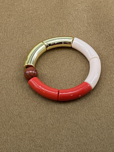 Grossiste Missra Paris - Bracelet jonc élastiqué - Résine acrylique-large1.2CM