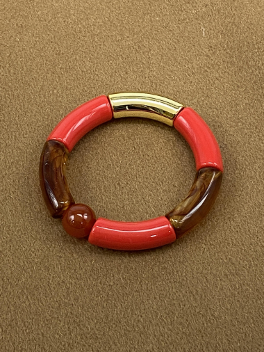 Grossiste Missra Paris - Bracelet jonc élastiqué - Résine acrylique-large1.2CM