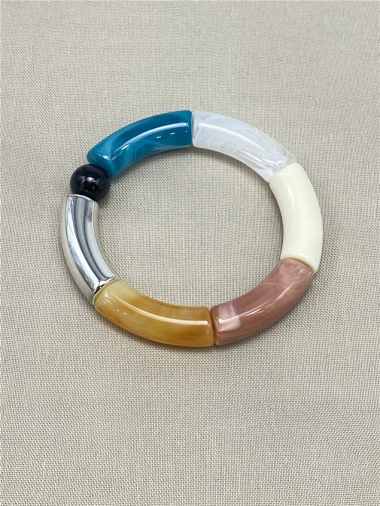 Grossiste Missra Paris - Bracelet jonc élastiqué  - Résine acrylique-large