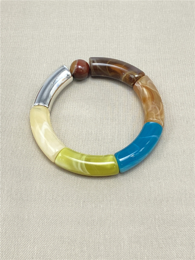 Wholesaler Missra Paris - Elastic bang bracelet - Acrylic resin-large