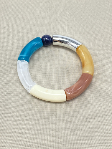 Grossiste Missra Paris - Bracelet jonc élastiqué  - Résine acrylique-large