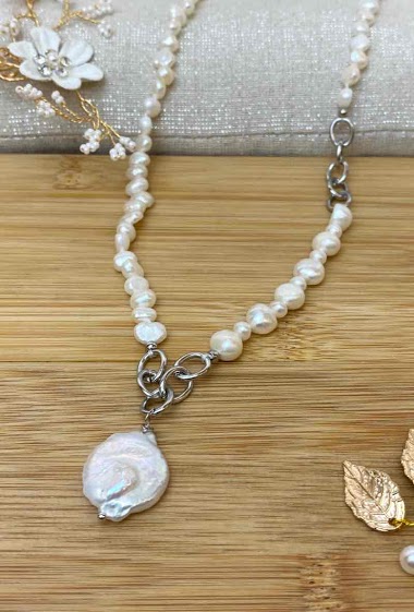 Großhändler Missra Paris - Natural Pearl Stainless Steel Necklace