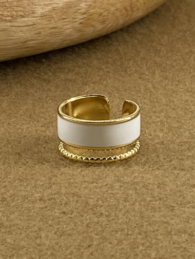 Wholesaler MISSRA PARIS INFINITY - White enameled steel ring