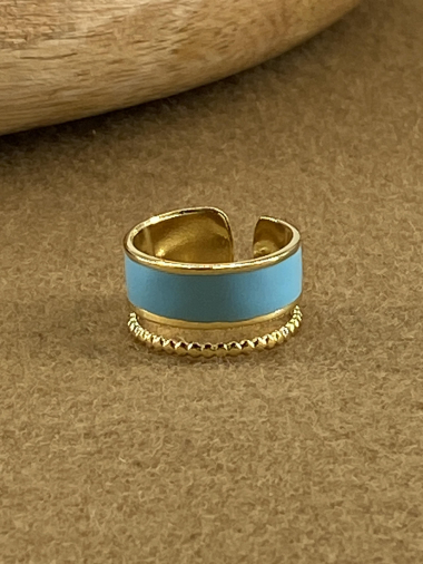 Wholesaler MISSRA PARIS INFINITY - Blue enameled steel ring