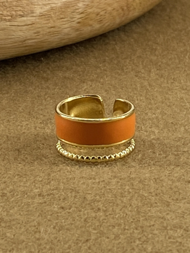 Wholesaler MISSRA PARIS INFINITY - Orange enameled steel ring
