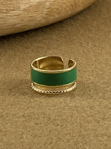 Wholesaler MISSRA PARIS INFINITY - Green enameled steel ring