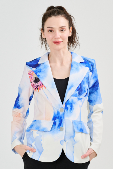 Wholesaler Missy Tekstil - Printed blazer with rhinestones