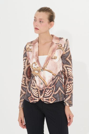 Wholesaler Missy Tekstil - Printed blazer with rhinestones