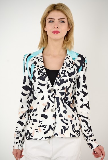 Wholesalers Missy Tekstil - Printed blazer with rhinestones