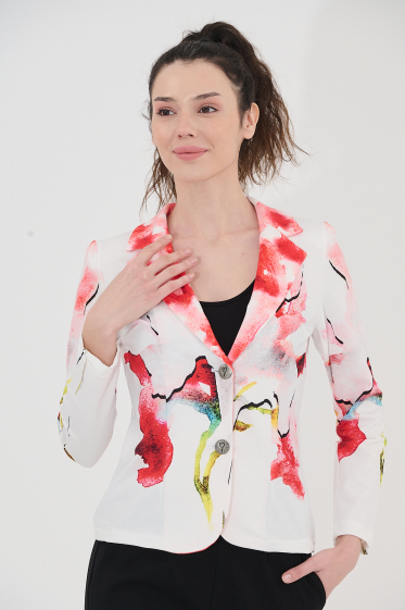 Wholesaler Missy Tekstil - Printed blazer with rhinestones