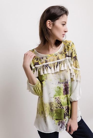 Blouse with tassels