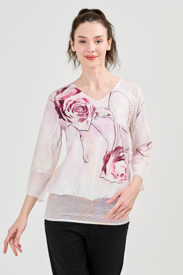 Großhändler Missy Tekstil - Bluse mit Strassbedruckung