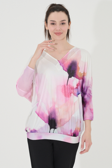 Großhändler Missy Tekstil - Bluse mit Strassbedruckung