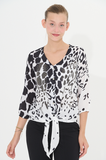 Grossiste Missy Tekstil - Blouse imprimé à strass