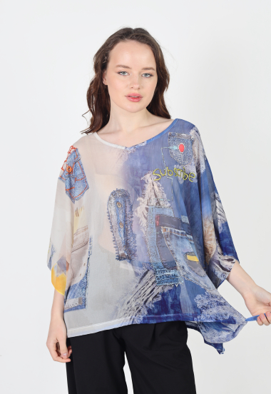 Grossiste Missy Tekstil - Blouse transparent à imprimé