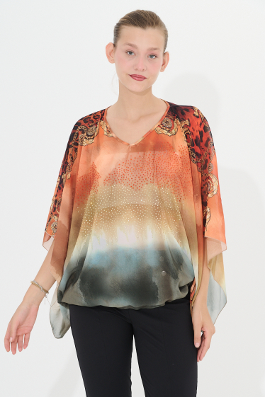 Wholesaler Missy Tekstil - Printed shirt with rhinestones