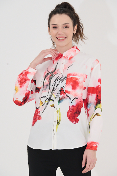 Großhändler Missy Tekstil - Hemd mit Strass-Print