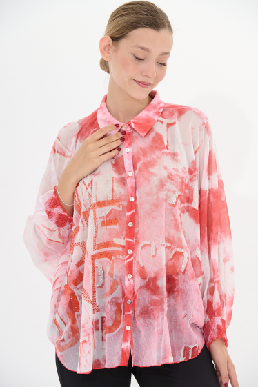 Wholesaler Missy Tekstil - Printed shirt with rhinestones
