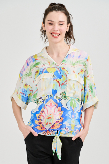 Mayorista Missy Tekstil - Camisa estampada con pedrería