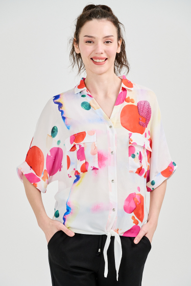 Wholesaler Missy Tekstil - Printed shirt with rhinestones