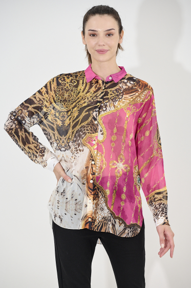 Großhändler Missy Tekstil - Hemd mit Strass-Print