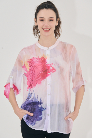 Grossiste Missy Tekstil - Chemise transparente à motif