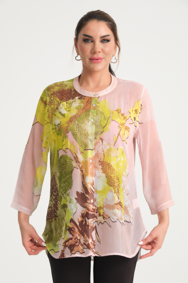 Grossiste Missy Tekstil - Chemise transparente imprimé à fleur