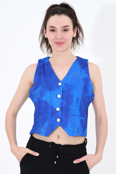 Wholesaler Missy Tekstil - Printed vest with rhinestones