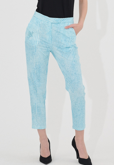 Grossiste Missy Tekstil - Pantalon bleu clair à rayure