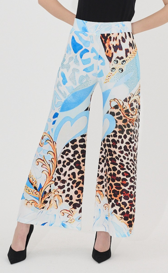 Grossiste Missy Tekstil - Pantalon femme léopard à imprimé strass