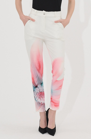 Grossiste Missy Tekstil - Pantalon fleuri imprimé à strass