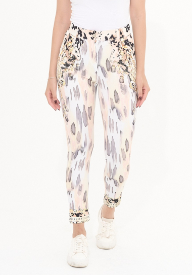 Wholesaler Missy Tekstil - Printed pants with rhinestones