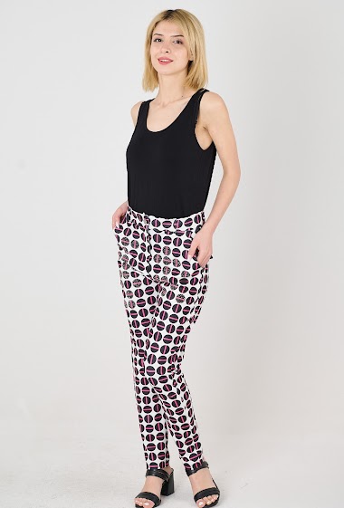 Großhändler Missy Tekstil - Printed pants with rhinestones