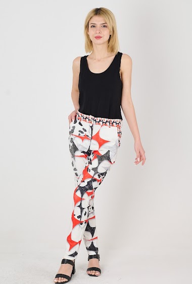 Großhändler Missy Tekstil - Printed pants with rhinestones