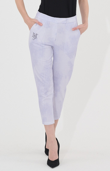 Wholesaler Missy Tekstil - Printed pants with rhinestones