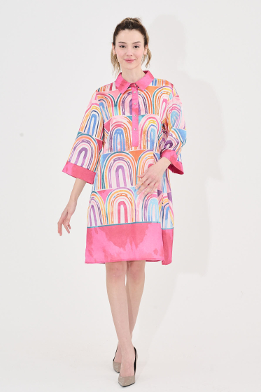 Grossiste Missy Tekstil - Robe imprimé à motif