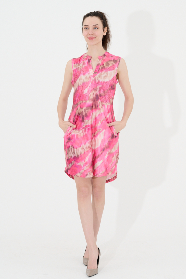 Großhändler Missy Tekstil - Kleid mit Strass-Print