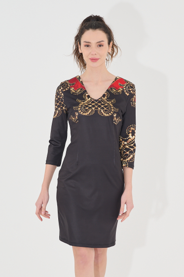 Großhändler Missy Tekstil - Bedrucktes Kleid mit Aufschrift