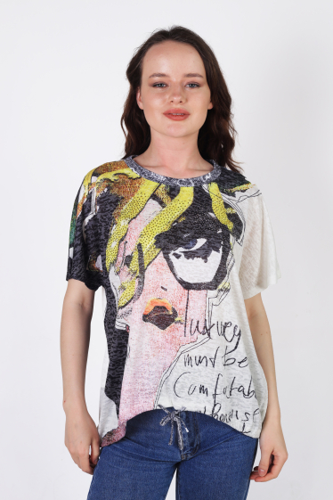 Großhändler Missy Tekstil - T-Shirt mit Strasssteinen