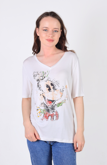 Grossiste Missy Tekstil - T-shirt blanc à motif