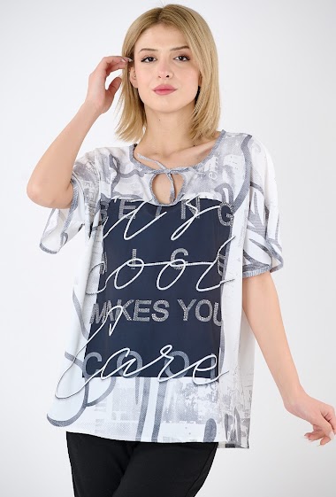 Grossistes Missy Tekstil - T-shirt imprimé à strass