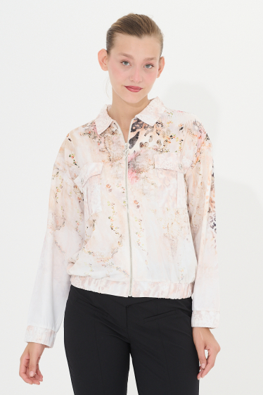 Wholesaler Missy Tekstil - Printed blazer with rhinestones