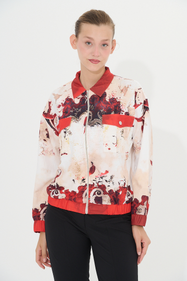 Wholesaler Missy Tekstil - Printed blazer with rhinestones