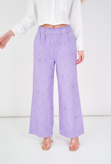 Grossiste CONTEMPLAY - Pantalon large en coton brodé