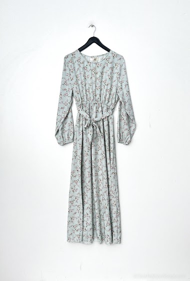 Wholesaler MJ FASHION - Floral print maxi dress with long sleeves
