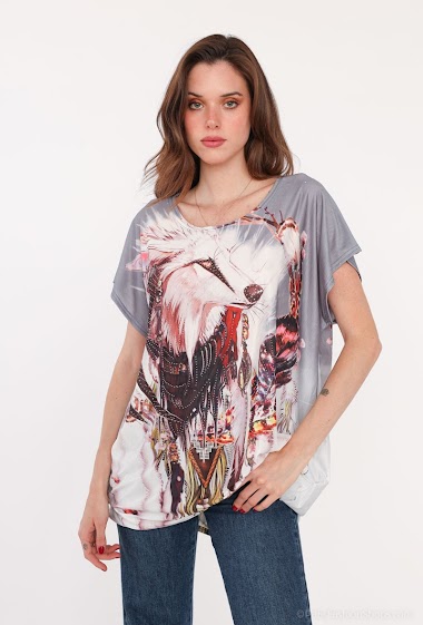Grossiste MJ FASHION - T-shirt à motif loup