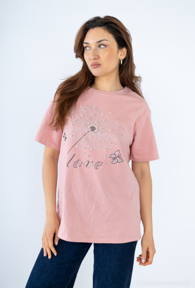 Grossiste MJ FASHION - T-shirt à strass pissenlit "love"